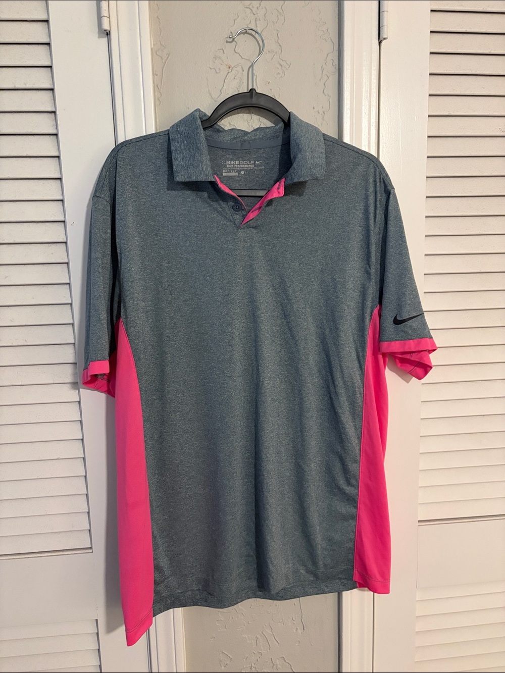 Nike Men’s Gray Polo with Pink Side Panels